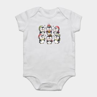 Festive Penguin Carolers Singing Christmas Cute Carols Baby Bodysuit